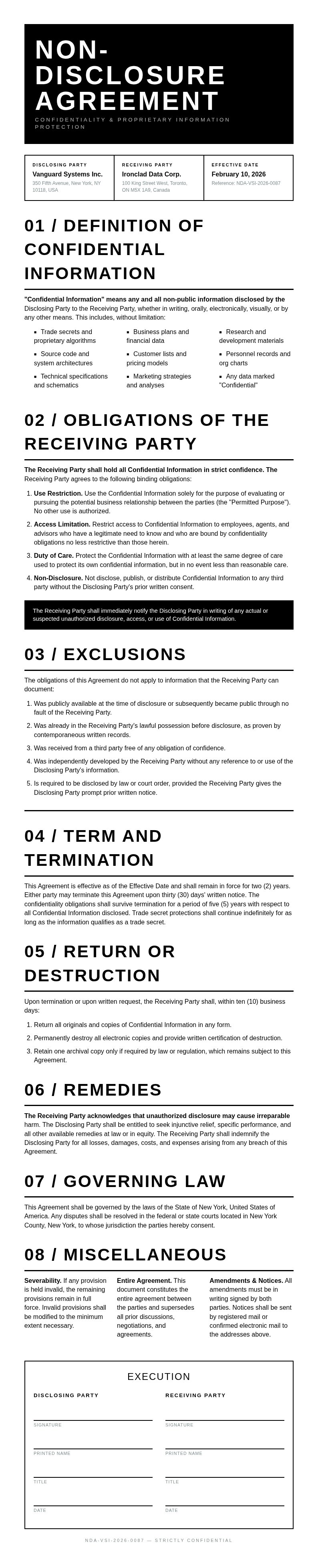 Monochrome stark Non Disclosure Agreement